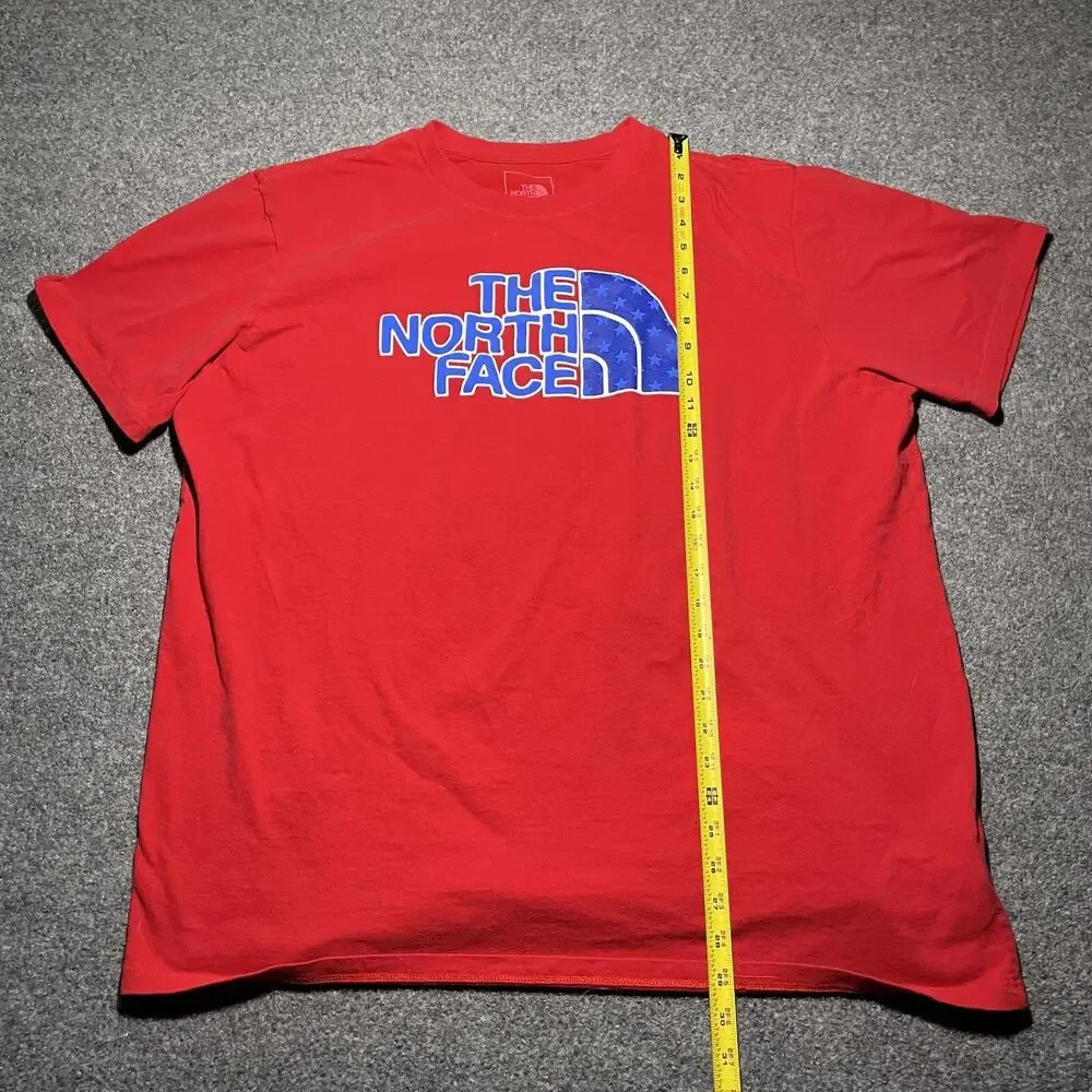 North Face T Shirt Mens XXL Red Logo USA Climbing Hiking Short Sleeve Cotton